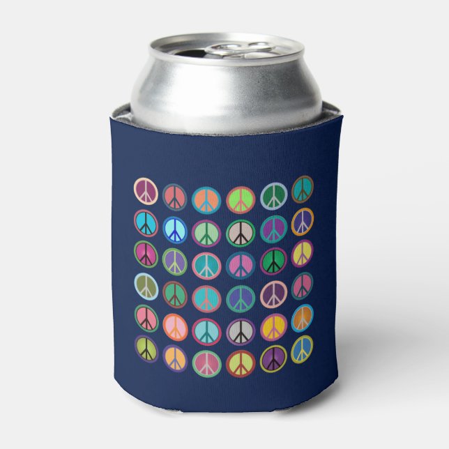 Colourful Peace Symbols Can Cooler (Can Front)