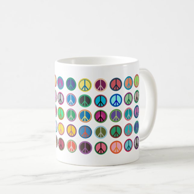 Colourful Peace Symbols Coffee Mug (Front Right)