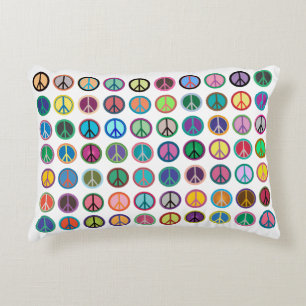 Colourful Peace Symbols Decorative Cushion