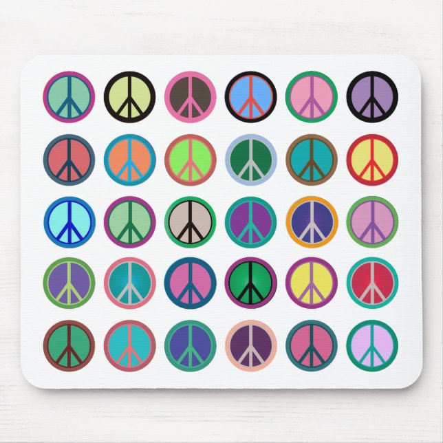 Colourful Peace Symbols Mouse Pad (Front)