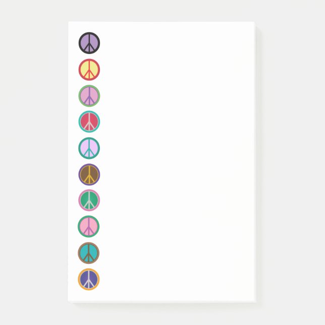 Colourful Peace Symbols Post-it Notes (Front)