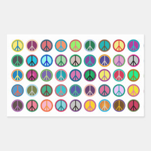 Colourful Peace Symbols Rectangular Sticker