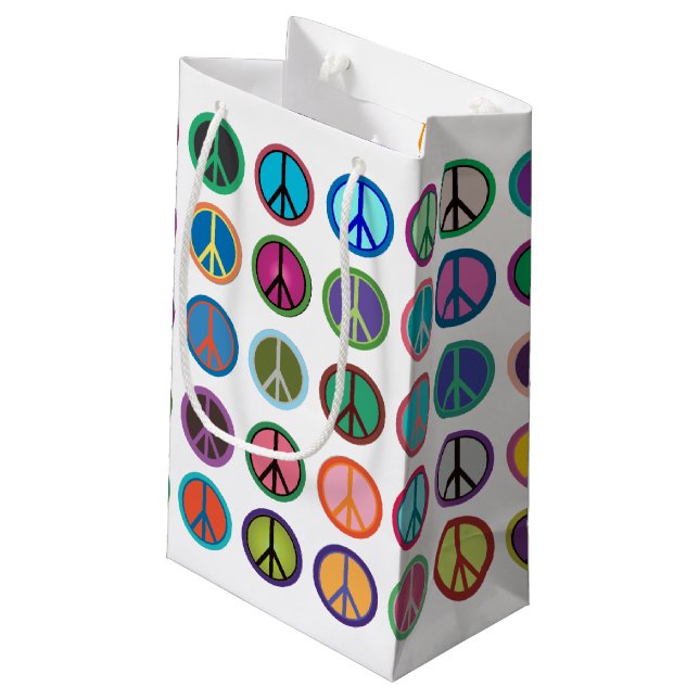 Colourful Peace Symbols Small Gift Bag (Back Angled)