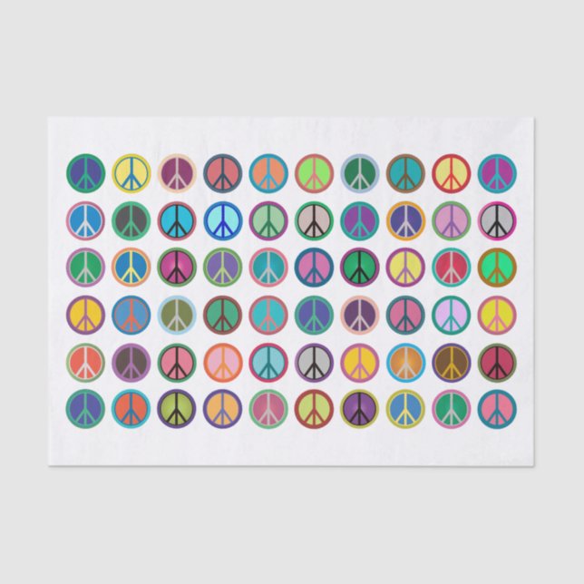 Colourful Peace Symbols Tissue Paper (Front)