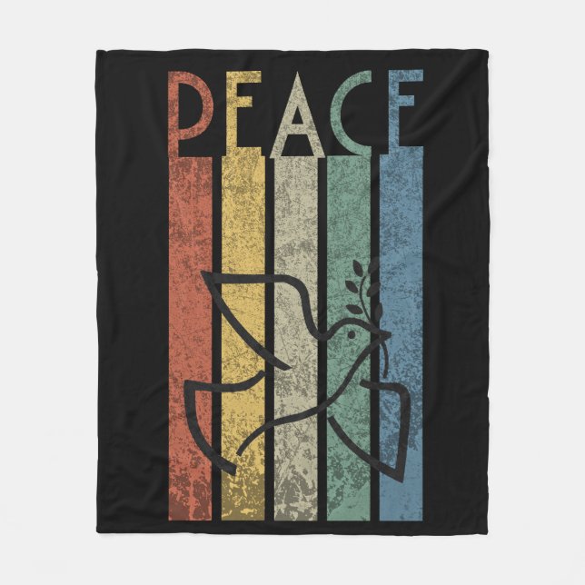 Colourful peace text design fleece blanket (Front)