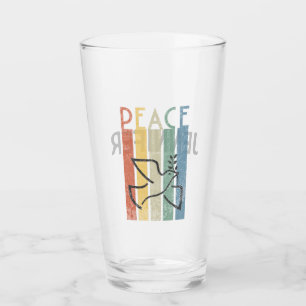 Colourful peace text design glass