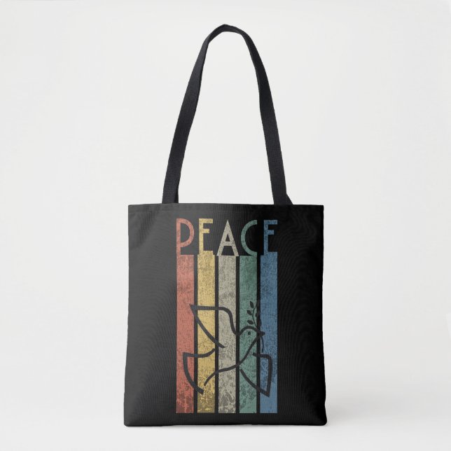 Colourful peace text design tote bag (Front)