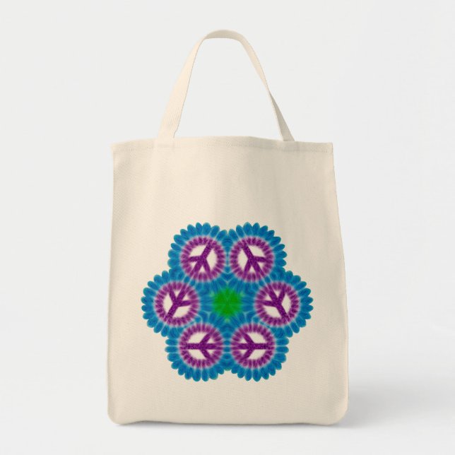 Colourful Peaceful Organic Tote Bag (Front)