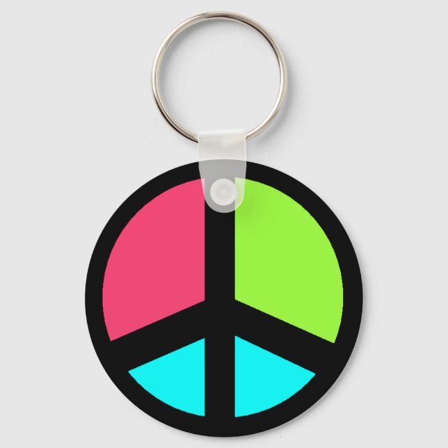 colourful peacesign key ring (Front)