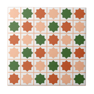 Colourful Peach Fuzz Islamic Geometric Pattern Tile