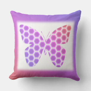 Colourful Peach Pink Purple Geometric Butterfly Ar Cushion