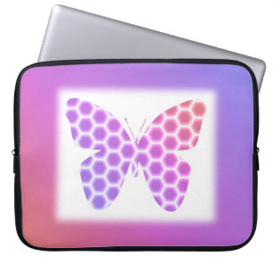 Colourful Peach Pink Purple Geometric Butterfly Ar Laptop Sleeve