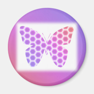 Colourful Peach Pink Purple Geometric Butterfly Ar Magnet