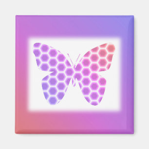 Colourful Peach Pink Purple Geometric Butterfly Ar Magnet