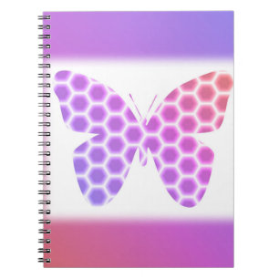 Colourful Peach Pink Purple Geometric Butterfly Ar Spiral Notebook
