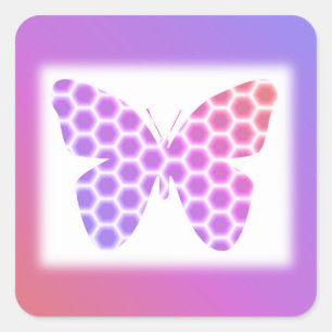 Colourful Peach Pink Purple Geometric Butterfly Ar Square Sticker