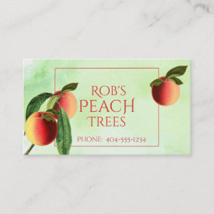 Colourful Peaches on Green Watercolor Business Car Business Card