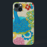 Colourful Peacock and Flowers iPhone 13 Case<br><div class="desc">This painting is perfect for your bird collection. The peacock is beautifully represented and the flowers surrounding it adds a romantic touch. The variety of colours in this image would put anyone in a good mood!</div>
