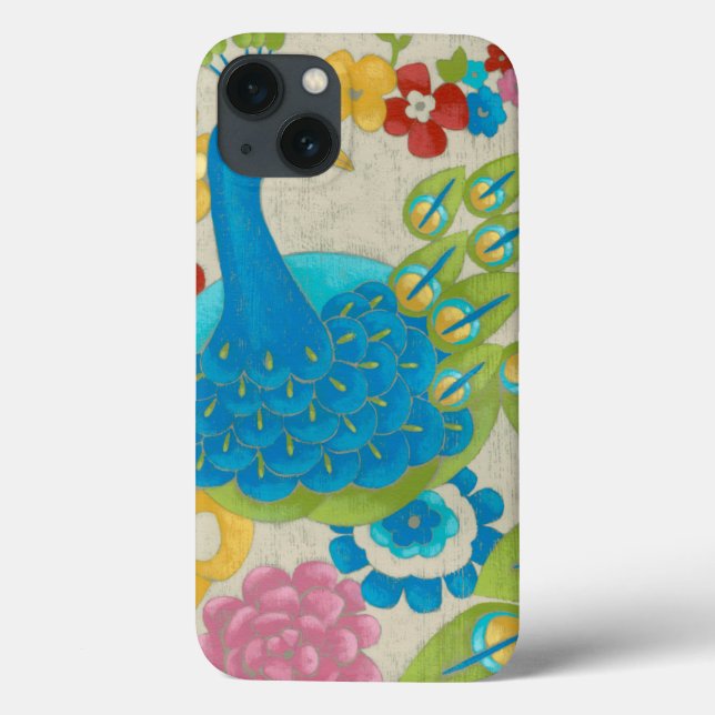 Colourful Peacock and Flowers Case-Mate iPhone Case (Back)