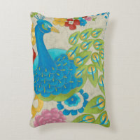 Colourful Peacock and Flowers