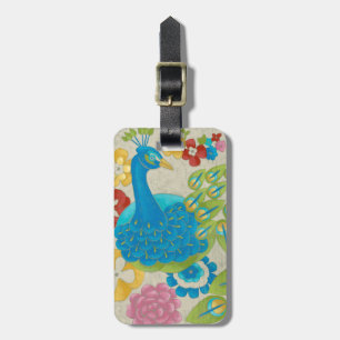 Colourful Peacock and Flowers Luggage Tag