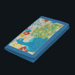 Colourful Peacock and Flowers Tri-fold Wallet<br><div class="desc">This painting is perfect for your bird collection. The peacock is beautifully represented and the flowers surrounding it adds a romantic touch. The variety of colours in this image would put anyone in a good mood!</div>