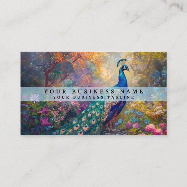Colourful Peacock Business Cards (Front)