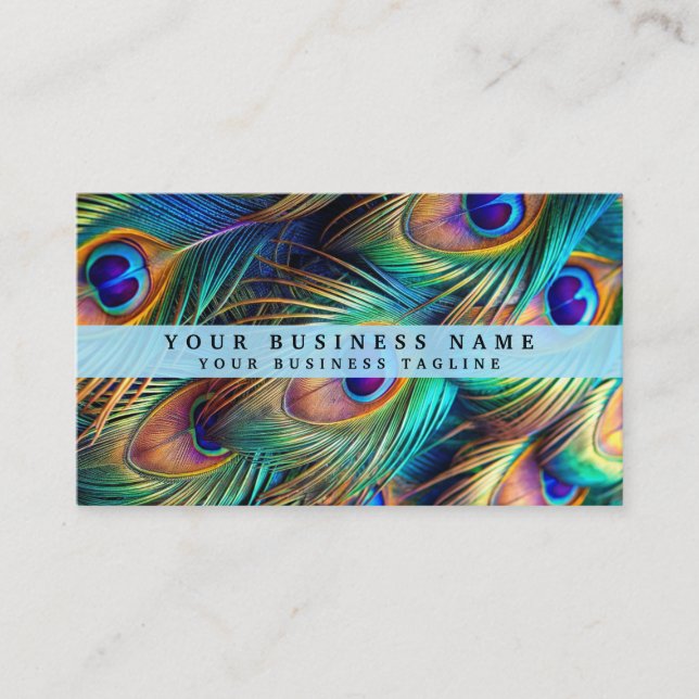 Colourful Peacock Business Cards (Front)
