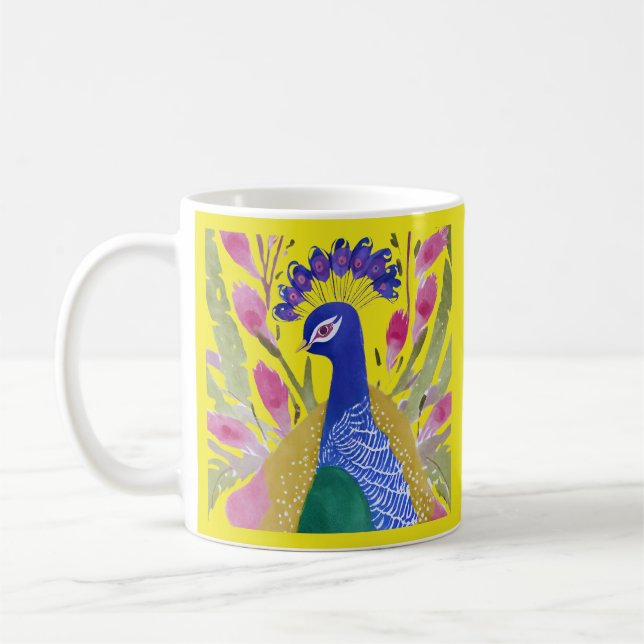 Colourful Peacock Coffee Mug (Left)