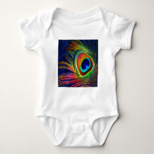 Colourful Peacock Feather Print Baby Bodysuit
