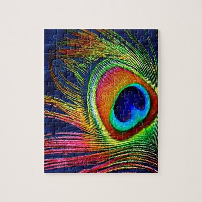 Colourful Peacock Feather Print Jigsaw Puzzle (Vertical)