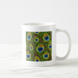 Colourful Peacock Feathers Print Coffee Mug