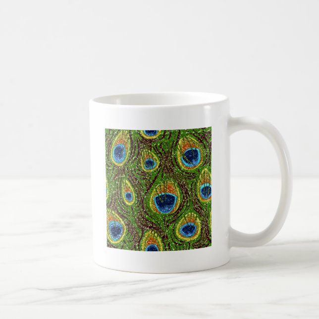Colourful Peacock Feathers Print Coffee Mug (Right)