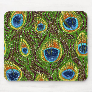 Colourful Peacock Feathers Print Mouse Pad