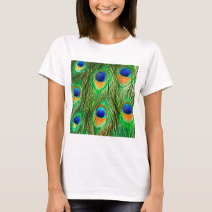Colourful Peacock Feathers Print T-Shirt