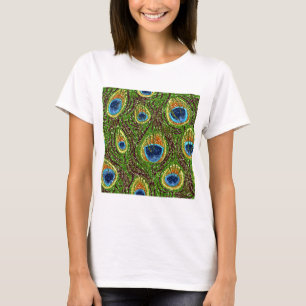 Colourful Peacock Feathers Print T-Shirt