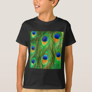 Colourful Peacock Feathers Print T-Shirt