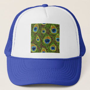 Colourful Peacock Feathers Print Trucker Hat