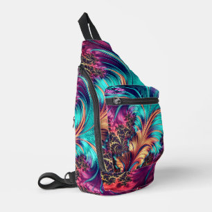 Colourful Peacock Feathers Sling Bag