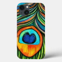 Colourful Peacock Firebird Feather Painting