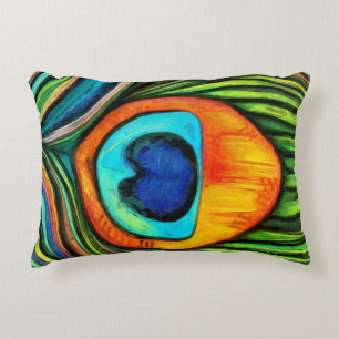 Colourful Peacock Firebird Feather Painting Decorative Cushion