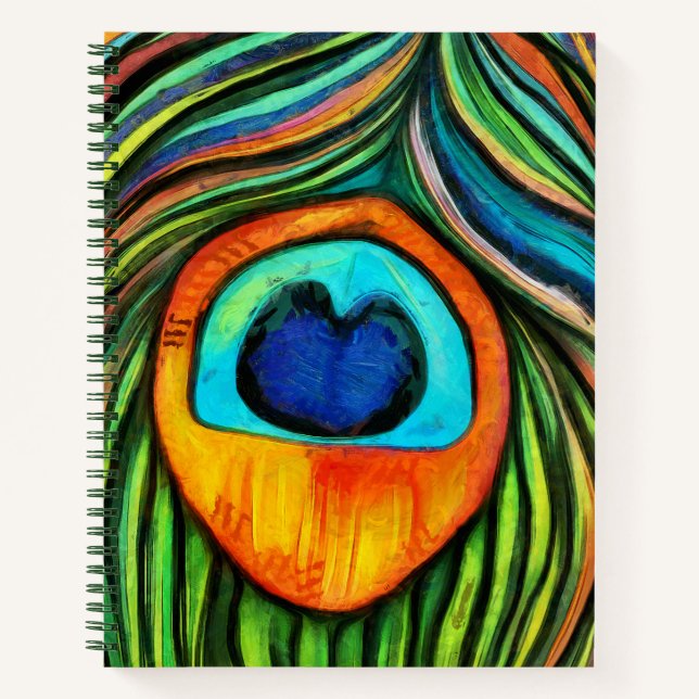 Colourful Peacock Firebird Feather Painting  Notebook (Front)