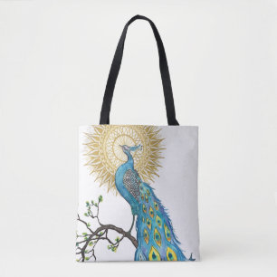 Colourful Peacock Mandala Tote Bag