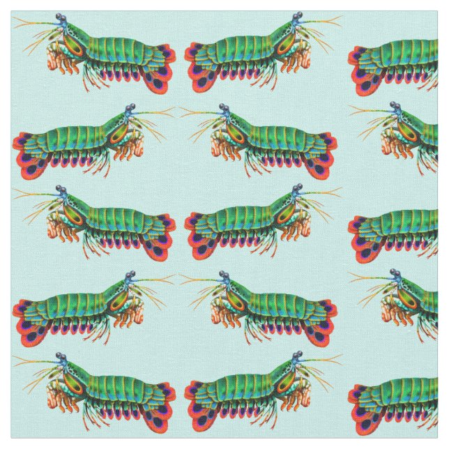 Colourful Peacock Mantis Shrimp Fabric (Close Up)