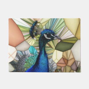 Colourful Peacock Mosaic Door Mat