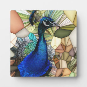 Colourful Peacock Mosaic Plaque with Easel