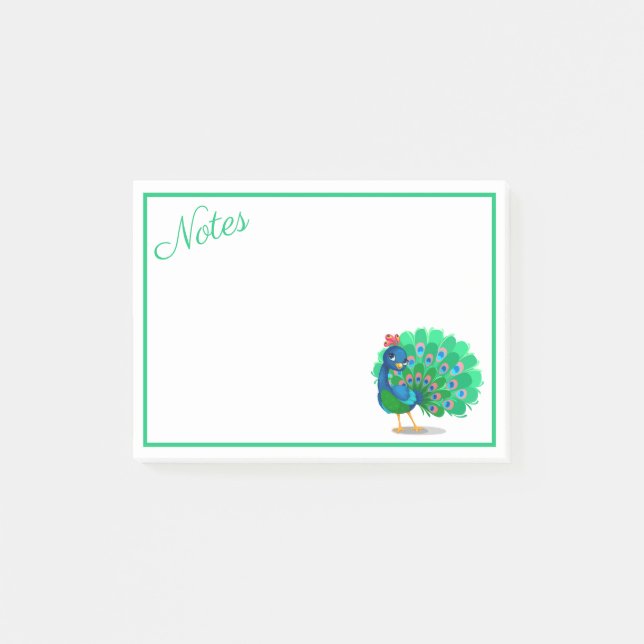 Colourful Peacock Post-It Notes (Front)