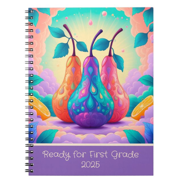 Colourful pear for 1st grade 2025 notebook (Front)