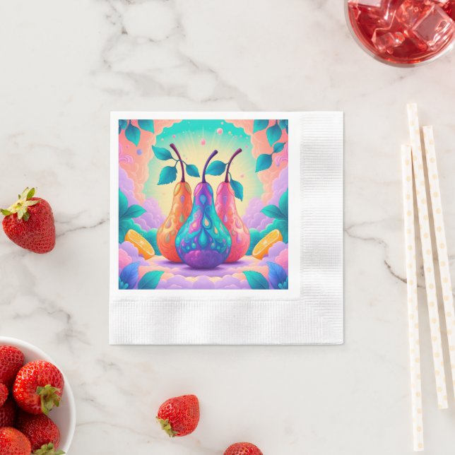 Colourful pear napkin (Insitu)