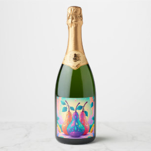 Colourful pear sparkling wine label